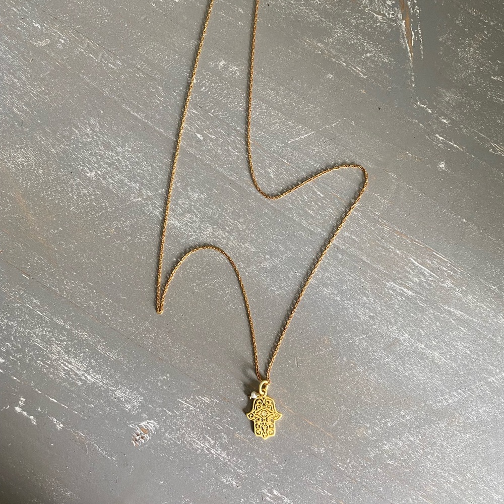 Gold Plated Stamped 925 Chakra Hand Charm Necklace Healing